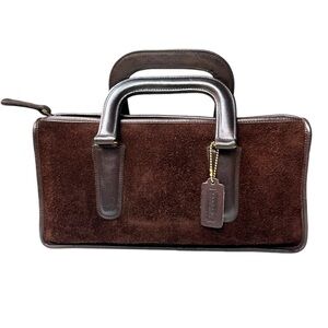 ☕️ Vintage Coach Mocha Ruff Out Handle Clutch 9428